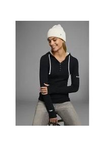 Kapuzenshirt Kangaroos, Damen, Gr. 50, schwarz, Jersey, Obermaterial: 100% Baumwolle. Kapuzenfutter: 100% Baumwolle, unifarben, figurbetont h&uuml;ftbedeckend, B&uuml;ndchen mit Daumenl&ouml;chern, Shirts Kapuzenshirt, Langarm mit Daumenl&ouml;chern, figurbetonter Schnitt, aus Jerseystoff