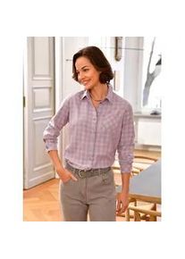 Hemdbluse Casual Looks, Damen, Gr. 38, rosa (hortensie, kariert), 75% Baumwolle, 25% Polyester, gemustert, kariert, mehrfarbig, Blusen Hemdbluse