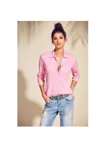 Polokragenpullover Heine "Polopullover", Damen, Gr. 48, rosa (ros&eacute;), 100% Baumwolle, unifarben, Pullover