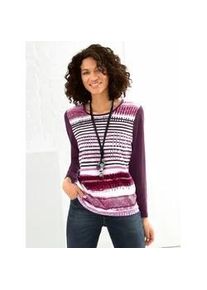 Langarmshirt Casual Looks "Shirt", Damen, Gr. 54, rot (bordeaux, gestreift), 50% Baumwolle, 50% Modal, bedruckt, gemustert, gestreift, mehrfarbig, Rundhals, Shirts Langarmshirt