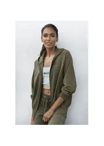 Kapuzensweatjacke BENCH. LOUNGEWEAR, Damen, Gr. 44/46, gr&uuml;n (dunkelgr&uuml;n), angeraute Sweatware, Obermaterial: 95% Baumwolle, 5% Elasthan. Kapuzenfutter: 100% Baumwolle, unifarben, Basic, Sweatjacken, mit sportlichen Teilungsn&auml;hten, Loungeanzug