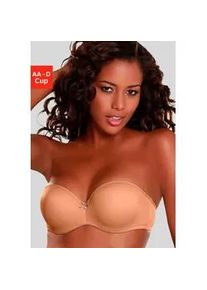 Multiway-BH Lascana, Damen, Gr. 80, Cup AA, braun (caramel), Microtouch, Obermaterial: 80% Polyamid (TACTEL), 20% Elasthan, BHs Push-up-BH Tr&auml;gerlose-BH, mit abnehmbaren, normalen und transparenten Tr&auml;gern