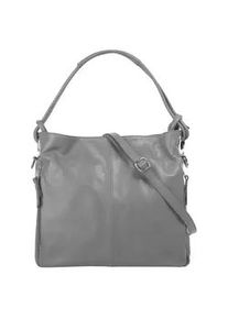Shopper Samantha Look, Damen, Gr. B/H/T: 31cm x 25cm x 10cm onesize, grau, Leder, leicht gl&auml;nzend, unifarben, Taschen Shopper, echt Leder, Made in Italy