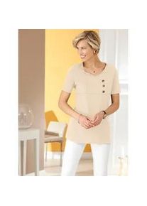 Tunikashirt "Shirttunika", Damen, Gr. 56, grau (stein), 100% Baumwolle, unifarben, V-Ausschnitt, Shirts