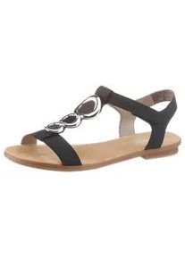 Riemchensandale Rieker, Damen, Gr. 36, blau (nachtblau), Nubuklederimitat, unifarben, Schuhe Riemchensandale, Sommerschuh, Sandalette, Blockabsatz, mit Klettverschluss-Riegel