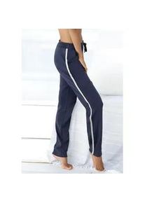 Homewearhose BENCH. LOUNGEWEAR, Damen, Gr. 44/46, N-Gr, blau (dunkelblau), Interlock, Obermaterial: 60% Baumwolle, 40% Polyester, Glitzerstreifen, unifarben, Basic, Basic lang, Hosen, mit Metallic-Streifen, Loungewear, Loungeanzug