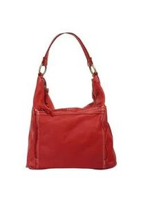 Shopper CLUTY, Damen, Gr. B/H/T: 32cm x 30cm x 8cm onesize, rot, Leder, leicht gl&auml;nzend, unifarben, Taschen Shopper, echt Leder, Made in Italy