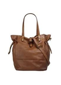Shopper FORTY, Damen, Gr. B/H/T: 33cm x 30cm x 23cm onesize, braun (cognac), Leder, leicht gl&auml;nzend, unifarben, Taschen Shopper, echt Leder, Made in Italy
