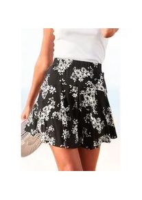 Hosenrock Lascana, Damen, Gr. 40, schwarz-wei&szlig; (schwarz, creme, bedruckt), Jersey, Obermaterial: 95% Viskose, 5% Elasthan, bedruckt, gebl&uuml;mt, figurumspielend kurz, R&ouml;cke Skort, mit Alloverdruck, Skort, Rock inklusive Hose, bequemer Bund