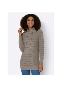 Longpullover Casual Looks "Longpullover", Damen, Gr. 36, grau (taupe), 50% Baumwolle, 50% Polyacryl, unifarben, Pullover Longpullover