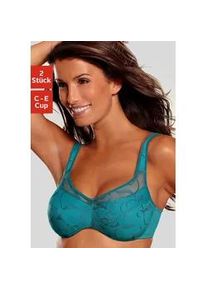 Minimizer-BH Petite Fleur, Damen, Gr. 75, Cup C, gr&uuml;n (petrol, wei&szlig;), Spitze, Obermaterial: 90% Polyamid, 10% Elasthan, BHs Dekollet&eacute;-Former BH Minimizer-BH BH-Set Unterw&auml;sche B&uuml;gel-BH, mit B&uuml;gel und sch&ouml;ner Stickerei