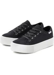 Sneaker Lascana, Damen, Gr. 40, schwarz, Obermaterial: 100% Textilmaterial. Decksohle: 100% Textilmaterial. Futter: 100% Textilmaterial. Laufsohle: 100% Synthetik, unifarben, Schuhe Sneaker, Schn&uuml;rhalbschuh, Freizeitschuh aus Textil mit Plateausohle, Topseller