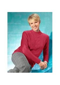 Stehkragenpullover Classic Basics "Pullover", Damen, Gr. 48, rot (dunkelrot), 100% Polyacryl, unifarben, figurumspielend, Pullover Stehkragenpullover