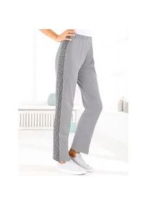 Homewearpants, Damen, Gr. 46, Normalgr&ouml;&szlig;en, grau (hellgrau, meliert), 100% Baumwolle, gemustert, unifarben, lang, Hosen