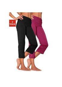 Caprihose Vivance ACTIVE, Damen, Gr. 36/38, N-Gr, rosa (1x schwarz, 1x himbeere), Single Jersey, Obermaterial: 95% Baumwolle, 5% Elasthan. Obermaterial 2: 60% Baumwolle, 35% Polyester, 5% Elasthan, unifarben, Basic, eng 3/4-L&auml;nge, Hosen Caprihose, mit Gummibund, Loungewear