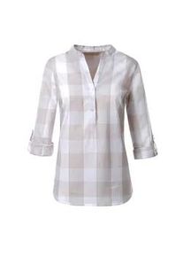 Schlupfbluse Casual Looks, Damen, Gr. 40, grau (taupe, wei&szlig;, kariert), 100% Baumwolle, gemustert, kariert, mehrfarbig, V-Ausschnitt, Blusen Schlupfbluse, Topseller