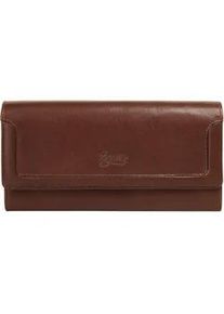 XZONE Brieftasche X-ZONE, Damen, braun (cognac), Leder, leicht gl&auml;nzend, unifarben, Kleinlederwaren Brieftasche, echt Leder