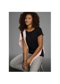 T-Shirt Kangaroos, Damen, Gr. 40/42, schwarz, Single Jersey, Obermaterial: 50% Baumwolle, 50% Modal, kontrastfarbene Details, Basic, figurbetont h&uuml;ftbedeckend, Rundhals, Aufschlag, Shirts T-Shirt, Kurzarm, figurbetonte Passform, aus Single Jersey