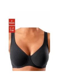 Minimizer-BH Petite Fleur, Damen, Gr. 90, Cup F, schwarz (schwarz, wei&szlig;), Jersey, Obermaterial: 90% Baumwolle, 10% Elasthan, BHs Minimizer-BH, mit B&uuml;gel aus Baumwolle