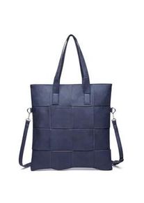 Schultertasche "Kiri", Damen, Gr. B/H/T: 40cm x 41cm x 5cm onesize, blau, Lederimitat, Collezione Alessandro, Taschen Schultertasche, grob geflochtene Optik