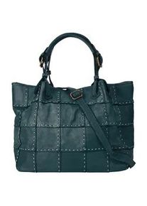 Shopper Samantha Look, Damen, Gr. B/H/T: 36cm x 26cm x 19cm onesize, blau, Leder, leicht gl&auml;nzend, unifarben, Taschen Shopper, echt Leder, Made in Italy