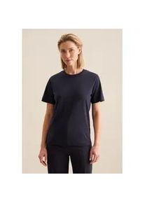 T-Shirt Seidensticker "Schwarze Rose", Damen, Gr. XL, blau (navy), 100% Baumwolle, unifarben, regular fit, Rundhals, Shirts T-Shirt, 1/2 Rundhals Uni