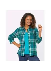 Karobluse Casual Looks, Damen, Gr. 46, gr&uuml;n (t&uuml;rkis, kariert), 100% Baumwolle, gemustert, kariert, Blusen Karobluse