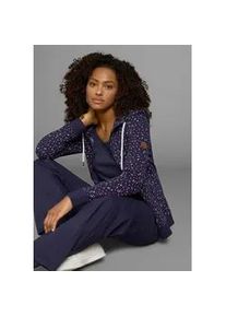 Kapuzensweatjacke Kangaroos, Damen, Gr. 32/34, blau (marine), Interlock, Obermaterial: 100% Baumwolle, bedruckt, kontrastfarbene Details, figurbetont h&uuml;ftlang, Rippb&uuml;ndchen, Sweatjacken, mit sportlichem Minimal-Print