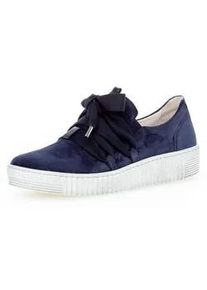 Plateausneaker Gabor, Damen, Gr. 41, blau (dunkelblau, marine), Veloursleder, Schuhe Plateausneaker, Slip-On Sneaker, Slipper, Schn&uuml;rschuh mit aufgesetzter Schn&uuml;rung