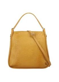 Shopper Samantha Look, Damen, Gr. B/H/T: 30cm x 25cm x 7cm onesize, gelb, Leder, Reptilienpr&auml;gung, Taschen Shopper, echt Leder, Made in Italy