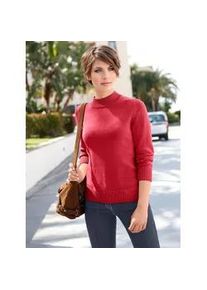 Stehkragenpullover Casual Looks "Pullover", Damen, Gr. 42, rot (korallenrot), 50% Baumwolle, 50% Polyacryl, meliert, unifarben, figurumspielend, Pullover Stehkragenpullover