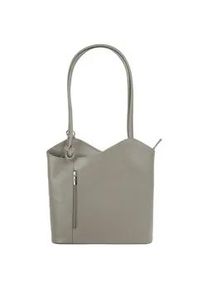 Cityrucksack CLUTY, Damen, Gr. B/H/T: 29cm x 28cm x 9cm, onesize, grau, Leder, Rindsleder, beschichtet, leicht gl&auml;nzend, Rucks&auml;cke Cityrucksack, echt Leder, Made in Italy