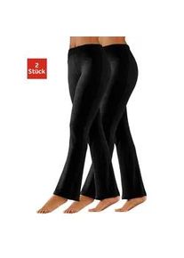 Jazzpants Vivance ACTIVE, Damen, Gr. 32/34, N-Gr, schwarz (2x schwarz), Single Jersey, Obermaterial: 95% Baumwolle, 5% Elasthan, unifarben, Basic, Basic lang, Hosen, mit leicht ausgestelltem Bein, Loungewear, Topseller