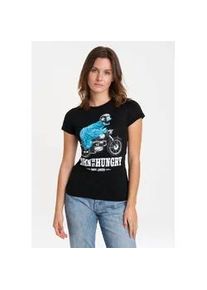 T-Shirt logoshirt "Sesamstra&szlig;e - Kr&uuml;melmonster Motorrad", Damen, Gr. M, schwarz, 100% Baumwolle, bedruckt, unifarben, normal, Rundhals, Shirts T-Shirt, mit lizenziertem Print