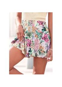 Hosenrock Lascana, Damen, Gr. 40, bunt (bunt, bedruckt), Jersey, Obermaterial: 95% Viskose, 5% Elasthan, bedruckt, figurumspielend kurz, R&ouml;cke Skort, mit Alloverdruck, Skort, Rock inklusive Hose, sommerlich