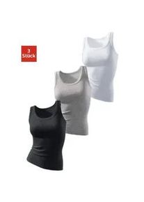 H.I.S. Tanktop H.I.S, Damen, Gr. 32/34, schwarz-wei&szlig; (schwarz, grau meliert, wei&szlig;), Feinripp, Obermaterial: 100% Baumwolle. Melange in der Packung: 90% Baumwolle, 10% Viskose, unifarben, Basic, k&ouml;rpernah normal, tiefer Rundhals, Tops Tanktop, aus weicher Rippqualit&auml;t aus Baumwolle, Topseller