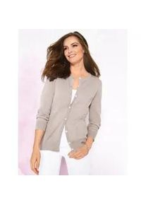 Strickjacke Classic Basics, Damen, Gr. 44, beige, 100% Baumwolle, unifarben, figurumspielend, Strickjacken Strickjacke