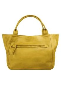 XZONE Shopper X-ZONE, Damen, Gr. B/H/T: 34cm x 29cm x 15cm onesize, gelb, Leder, vintage, Taschen Shopper, echt Leder