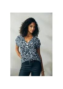 Schlupfbluse Lascana, Damen, Gr. 36, beige (schwarz, creme, bedruckt), Web, Obermaterial: 100% Viskose, figurumspielend h&uuml;ftlang, V-Ausschnitt, Blusen Schlupfbluse, mit Zebraprint und modischen Kn&ouml;pfen, Kurzarmbluse, sommerlich, Topseller