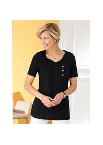 Tunikashirt "Shirttunika", Damen, Gr. 42, schwarz, 100% Baumwolle, unifarben, V-Ausschnitt, Shirts
