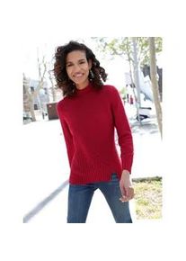 Stehkragenpullover Casual Looks "Pullover", Damen, Gr. 44, rot (dunkelrot), 50% Baumwolle, 50% Polyacryl, unifarben, Pullover Stehkragenpullover