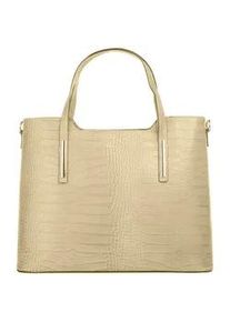 Henkeltasche CLUTY, Damen, Gr. B/H/T: 37cm x 29cm x 16cm onesize, beige, Leder, Reptilienpr&auml;gung, Taschen, echt Leder, Made in Italy