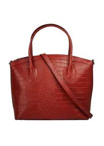 Henkeltasche CLUTY, Damen, Gr. B/H/T: 32cm x 27cm x 5cm onesize, rot, Leder, Taschen, echt Leder, Made in Italy