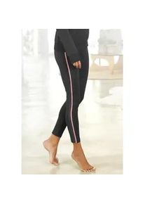 H.I.S. Sweathose H.I.S, Damen, Gr. 32/34, N-Gr, bunt (anthrazit, rosa), Single Jersey, Obermaterial: 95% Baumwolle, 5% Elasthan, unifarben mit Farbeinsatz, Basic, eng kn&ouml;chellang, Hosen Sweathose, Seitliche Streifeneins&auml;tze in Kontrastfarben, Loungewear