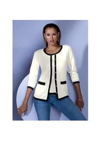 Strickpullover Inspirationen "Twinset", Damen, Gr. 52, schwarz-wei&szlig; (ecru, schwarz), 100% Baumwolle, gemustert, mehrfarbig, Pullover Twinset