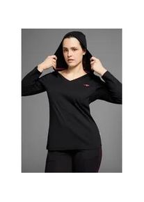 Kapuzenshirt Kangaroos, Damen, Gr. 56/58, schwarz, Obermaterial: 100% Baumwolle, unifarben, figurumspielend Po-bedeckend, V-Ausschnitt, Shirts Kapuzenshirt, Langarm, V-Ausschnitt, aus 100% Baumwolle, gro&szlig;e Gr&ouml;&szlig;en