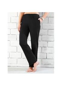 Homewearpants, Damen, Gr. 50, Normalgr&ouml;&szlig;en, schwarz, 100% Baumwolle, unifarben, lang, Hosen