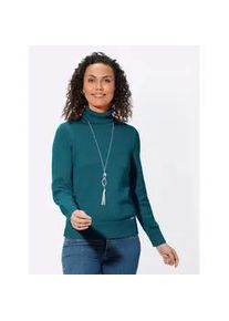 Rollkragenpullover Casual Looks "Pullover", Damen, Gr. 52, blau (petrol), 50% Baumwolle, 50% Polyacryl, meliert, unifarben, figurumspielend, Pullover Rollkragenpullover