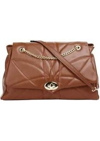 Umh&auml;ngetasche CLUTY, Damen, Gr. B/H/T: 32cm x 19cm x 11cm onesize, braun (cognac), Leder, leicht gl&auml;nzend, unifarben, Taschen Umh&auml;ngetasche, echt Leder, Made in Italy