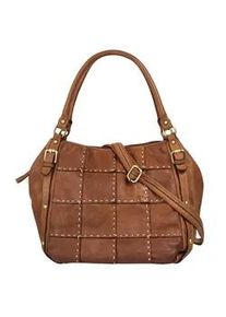 Shopper Samantha Look, Damen, Gr. B/H/T: 30cm x 30cm x 20cm onesize, braun (cognac), Leder, leicht gl&auml;nzend, unifarben, Taschen Shopper, echt Leder, Made in Italy